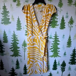 Brooke Rodd Yellow and White Wrap Dress.